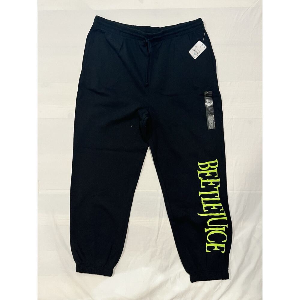 Beetlejuice Jogger Sweatpants Mens M Black Graphic NWT